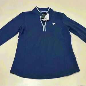 EPNY Long Sleeve Split Mock Neck Polo Size Small